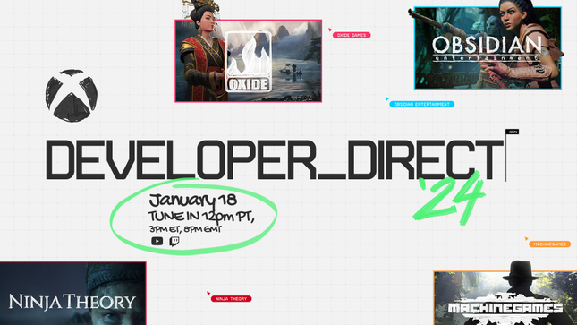 Screenshot of the Developer Direct presentation announcing the stream. 